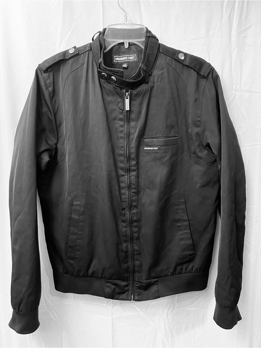 Members Only Men’s Lightweight Quilted Racer Jacket Black Size Small Y2K